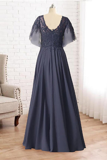 A-Line Floor Length Chiffon Mother Dress CM0079