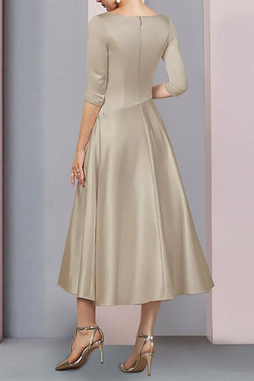 A-Line Tea Length Satin Mother Dress CM0081