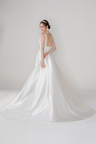A-Line Court Train Mikado Wedding Dress CW2449